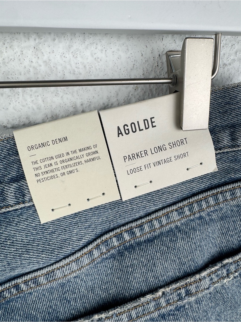 Agolde Light Blue High-Rise Frayed Hem Denim Shorts - Picture 6 of 10